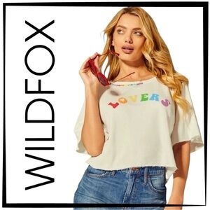 Wildfox Vanilla Vibrant Proud Lovers Billie Crop Tee Women Size Extra Large